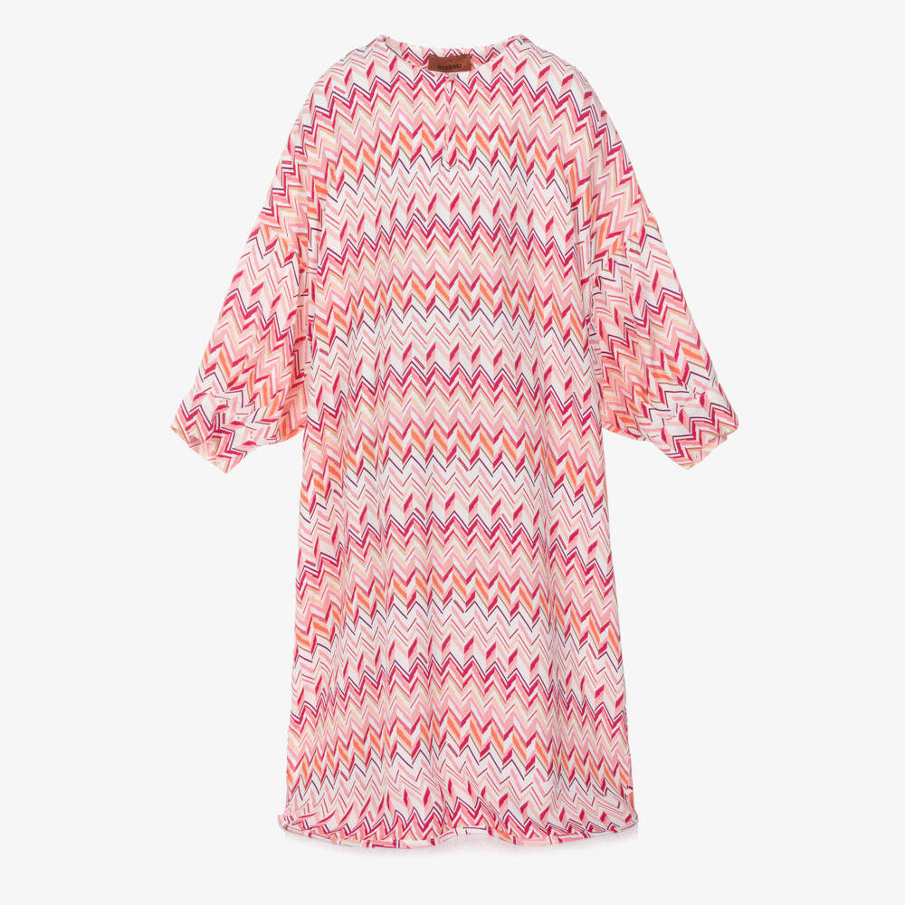 Missoni-Girls Pink Zigzag Belted Dress | Childrensalon Outlet