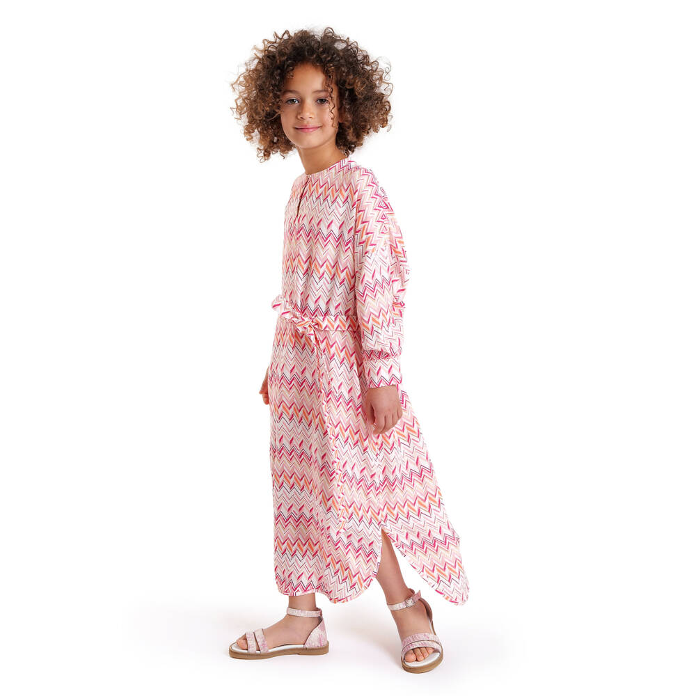 Missoni-Girls Pink Zigzag Belted Dress | Childrensalon Outlet