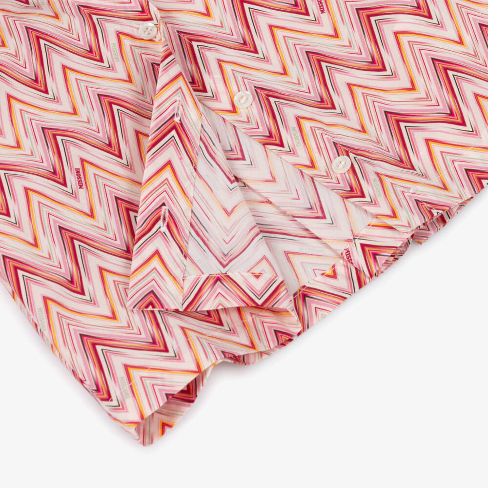 Missoni-Girls Pink Zigzag Cotton Blouse | Childrensalon Outlet