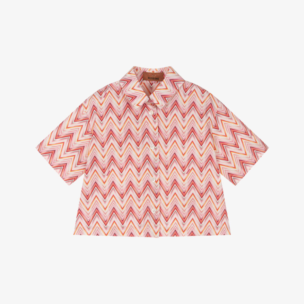 Missoni-Girls Pink Zigzag Cotton Blouse | Childrensalon Outlet