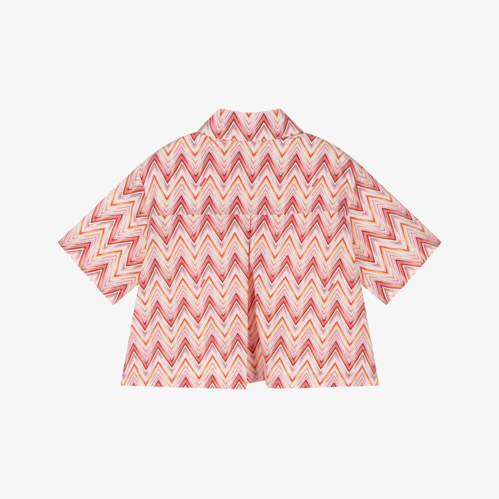 Missoni-Girls Pink Zigzag Cotton Blouse | Childrensalon Outlet