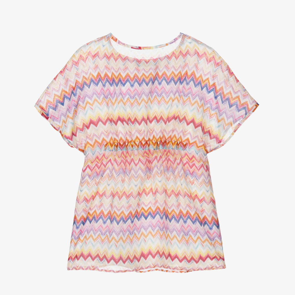 Missoni-Girls Pink & Zigzag Kaftan Dress | Childrensalon Outlet