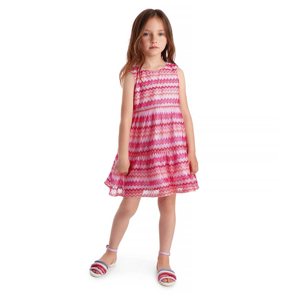 Missoni-Girls Pink Zigzag Knit Dress | Childrensalon Outlet