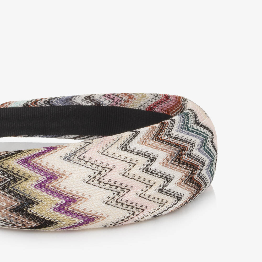 Missoni-Girls Pink Multicolour Zigzag Knit Hairband | Childrensalon Outlet