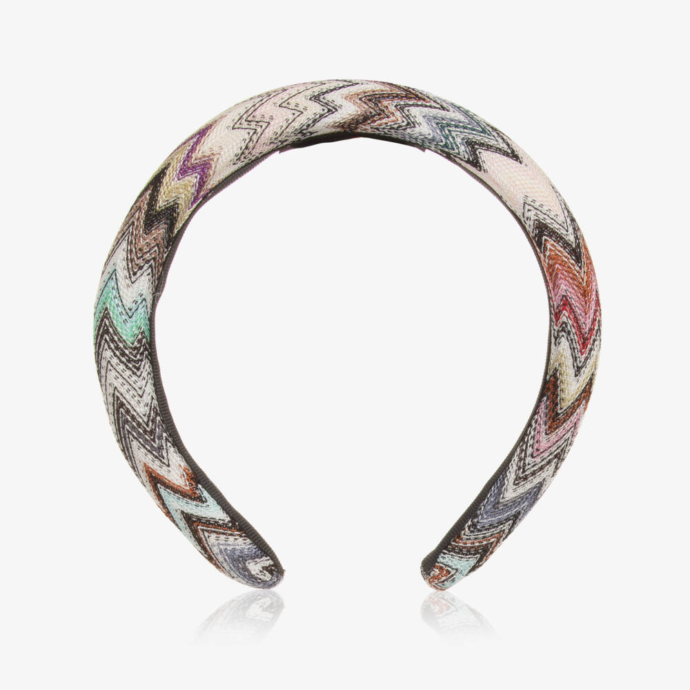 Missoni-Girls Pink Multicolour Zigzag Knit Hairband | Childrensalon Outlet