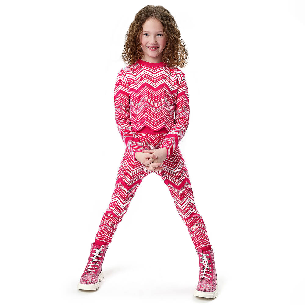 Missoni-Розовые вязаные брюки с зигзагами для девочек | Childrensalon Outlet