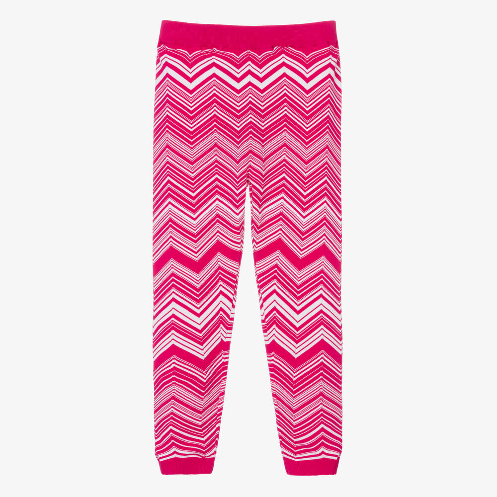 Missoni - Girls Pink Zigzag Knitted Trousers | Childrensalon
