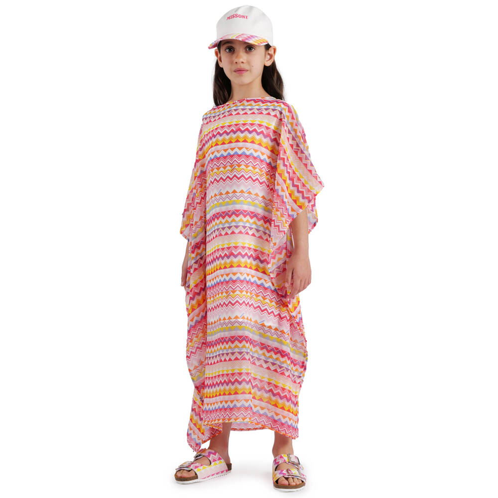 Missoni-فستان شاطئ زيغ زاغ لون زهري | Childrensalon Outlet