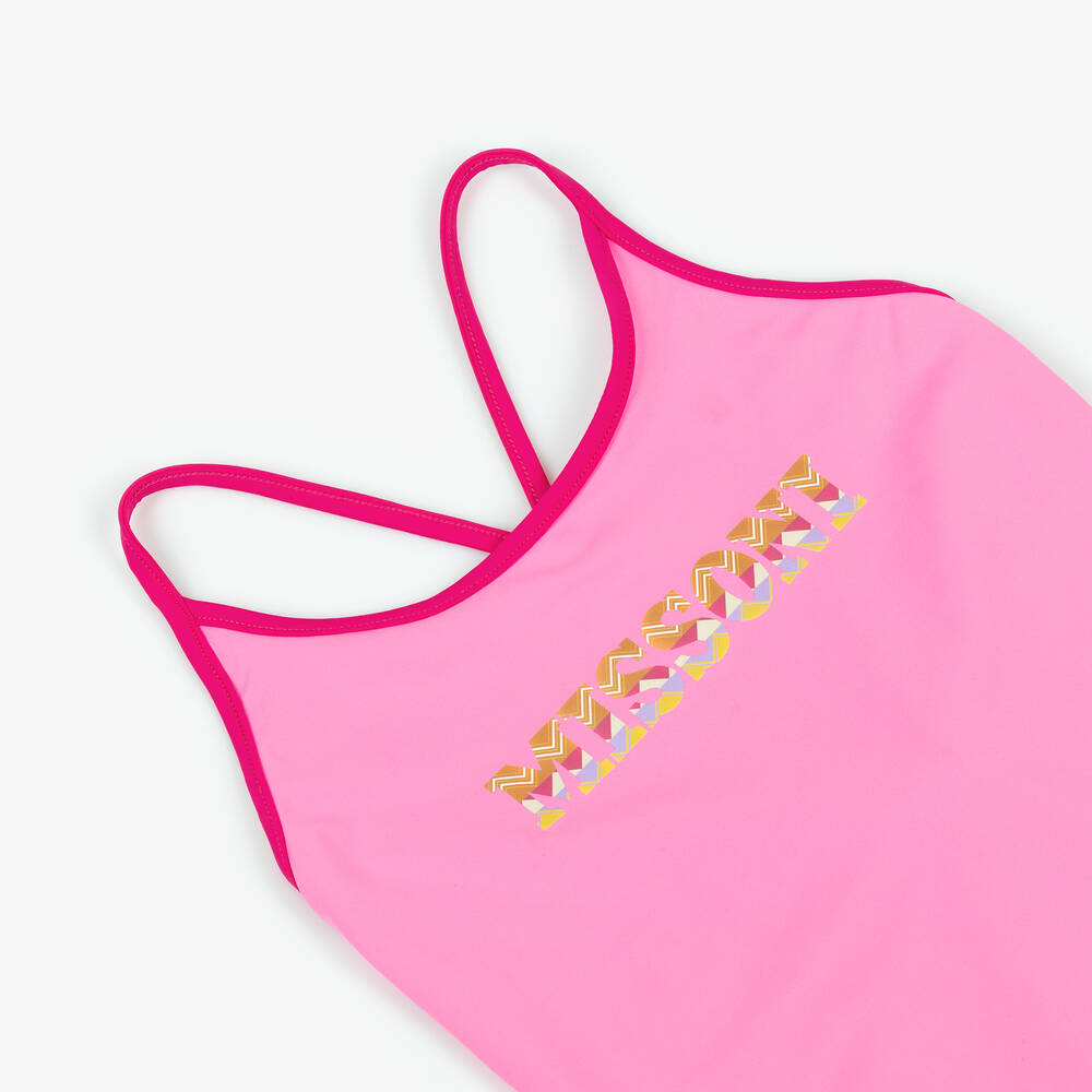 Missoni-Girls Pink Zigzag Logo Swimsuit | Childrensalon Outlet