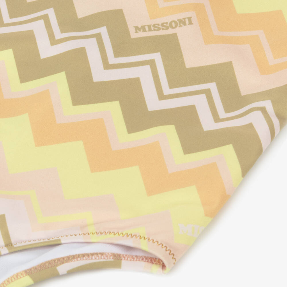 Missoni-مايّو زيغ زاغ لون زهري وأصفر للبنات | Childrensalon Outlet