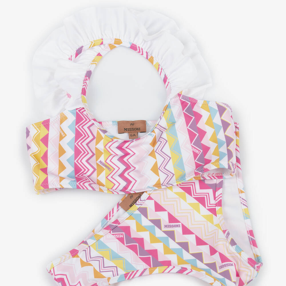 Missoni-Girls Pink Zigzag Print Bikini | Childrensalon Outlet