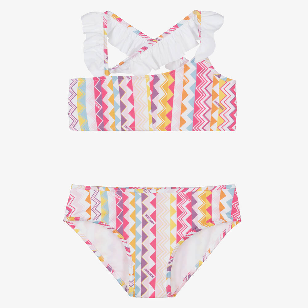 Missoni-Girls Pink Zigzag Print Bikini | Childrensalon Outlet