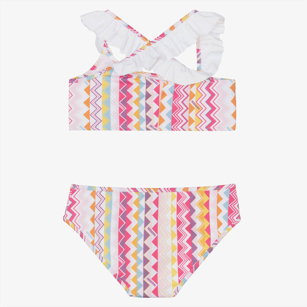 Missoni-Girls Pink Zigzag Print Bikini | Childrensalon Outlet
