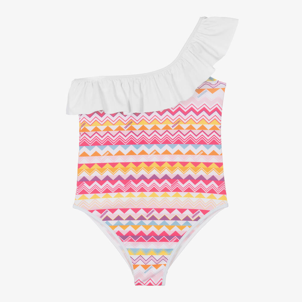 Missoni-Girls Pink Zigzag Swimsuit | Childrensalon Outlet