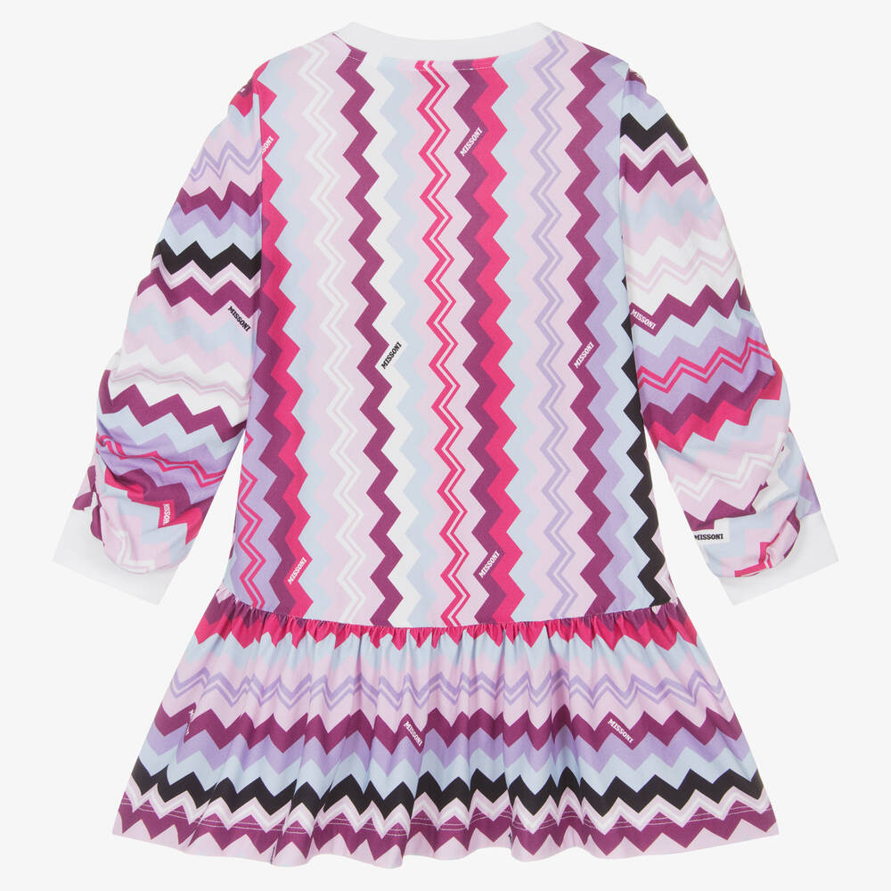 Missoni-Girls Purple Cotton Jersey Zigzag Dress | Childrensalon Outlet