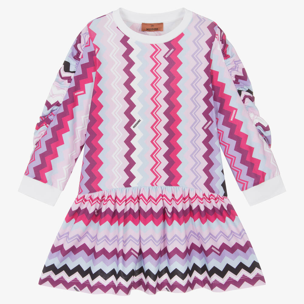 Missoni - Violettes Zickzack-Baumwollkleid | Childrensalon