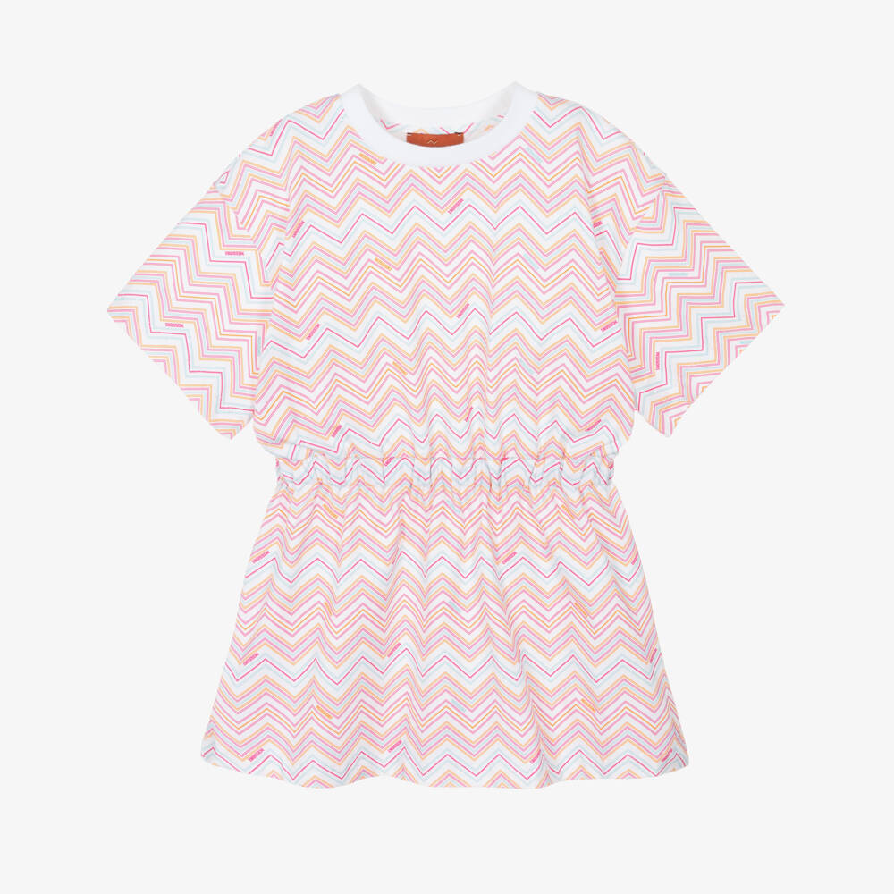 Missoni-Girls Soft Pink Zigzag Dress | Childrensalon Outlet