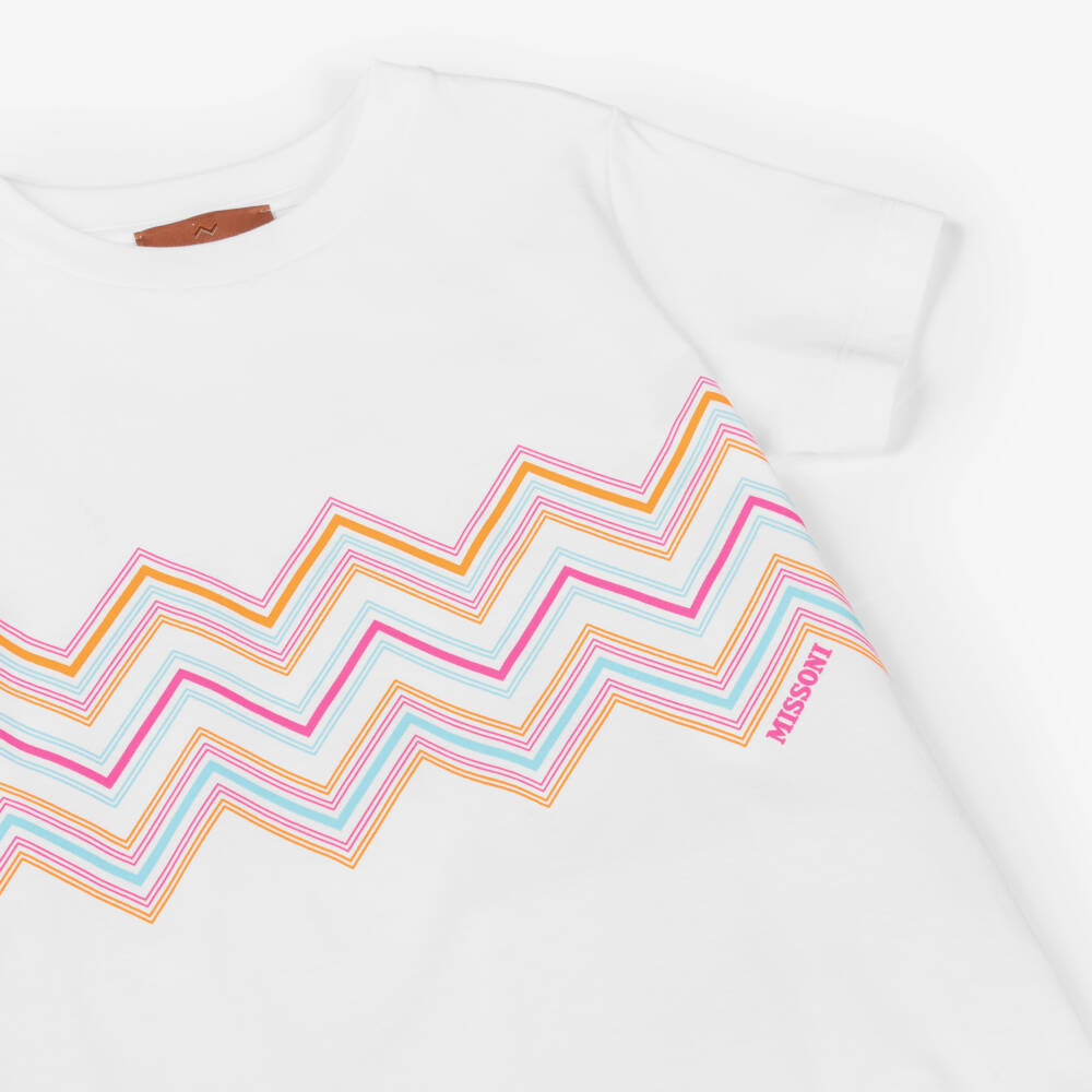 Missoni-Girls Soft White Zigzag Tee | Childrensalon Outlet