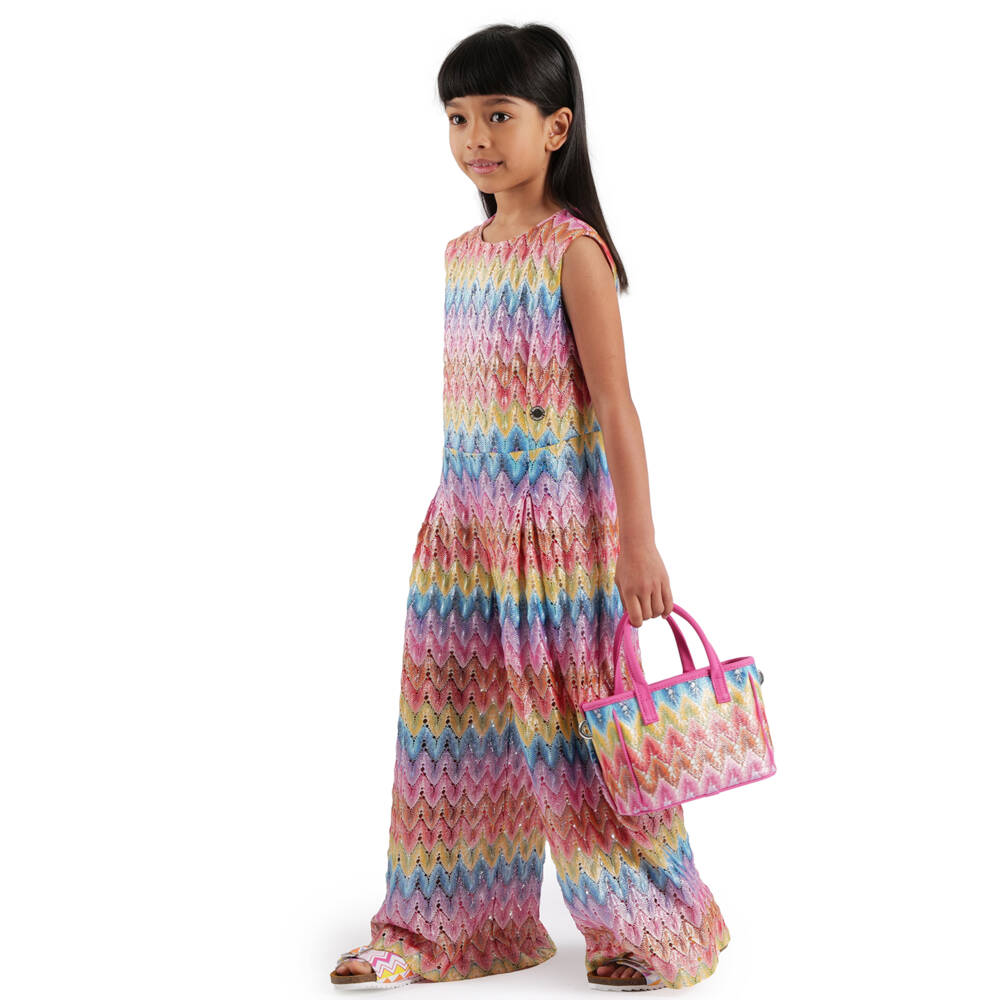 Missoni-Girls Vibrant Knit Zigzag Romper | Childrensalon Outlet