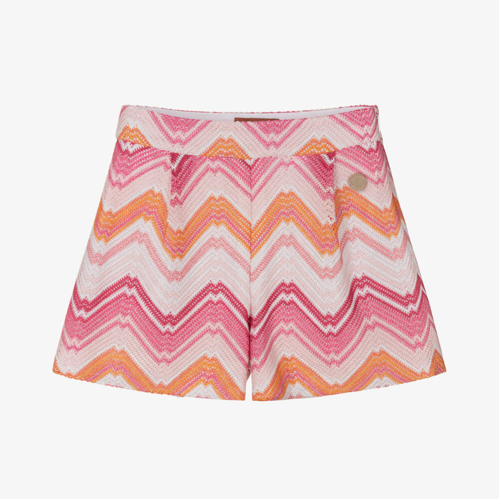 Missoni-Girls Vibrant Zigzag Knit Shorts | Childrensalon Outlet