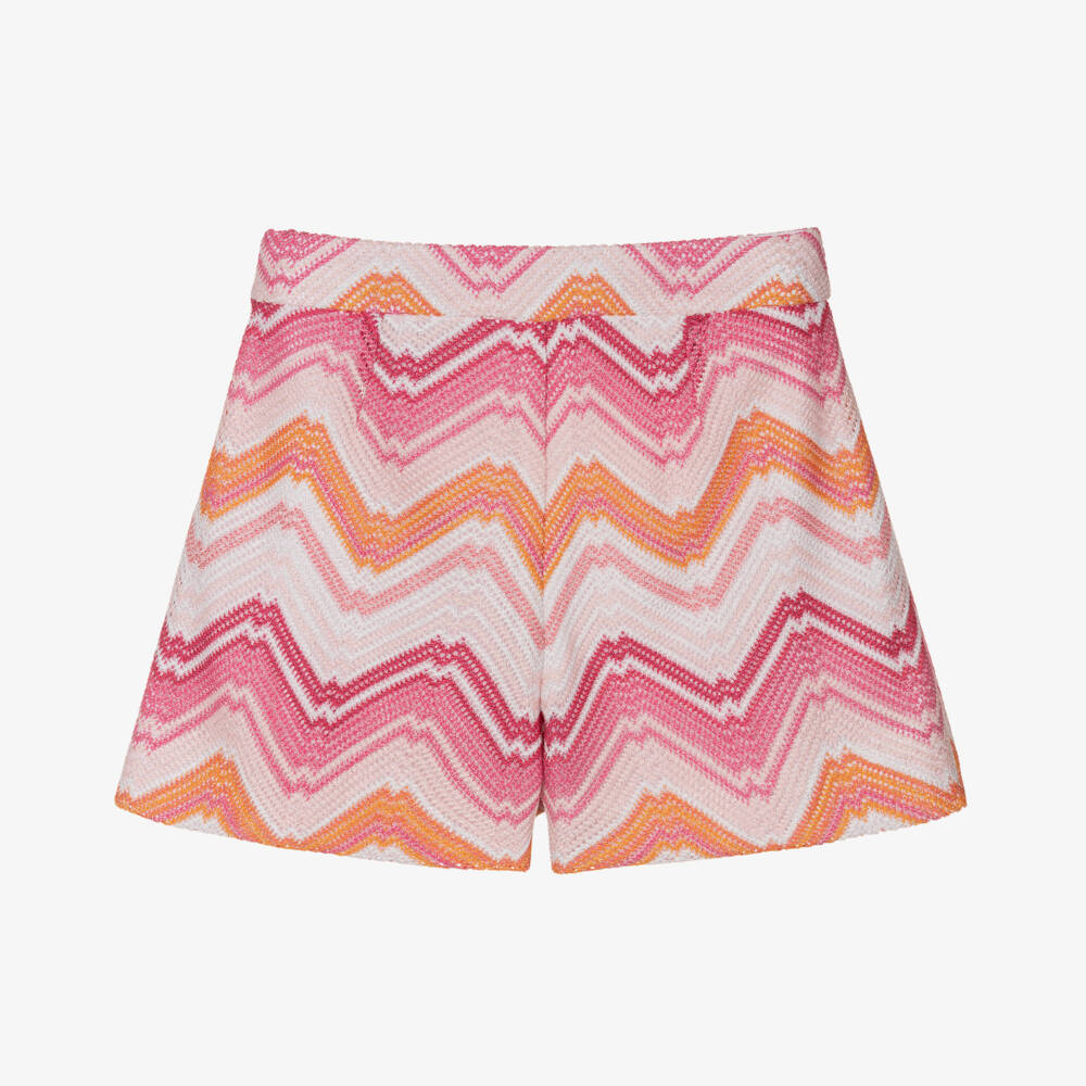 Missoni-Girls Vibrant Zigzag Knit Shorts | Childrensalon Outlet