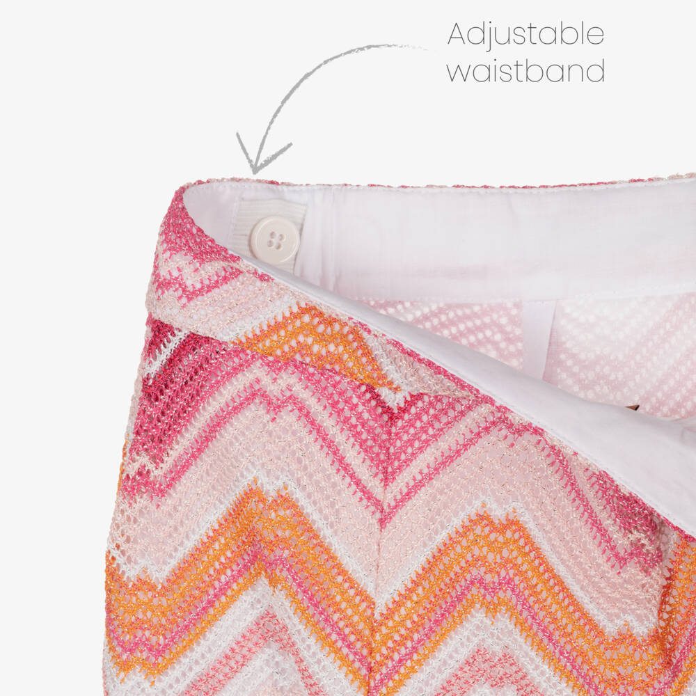 Missoni-Girls Vibrant Zigzag Knit Shorts | Childrensalon Outlet
