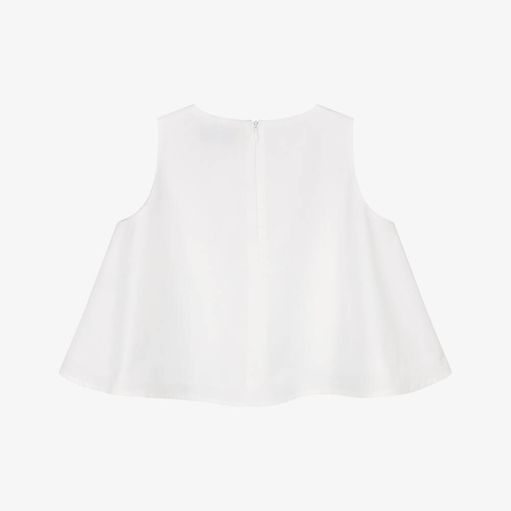 Missoni-Girls White Cotton Blouse with Pink Zigzag Pattern | Childrensalon Outlet