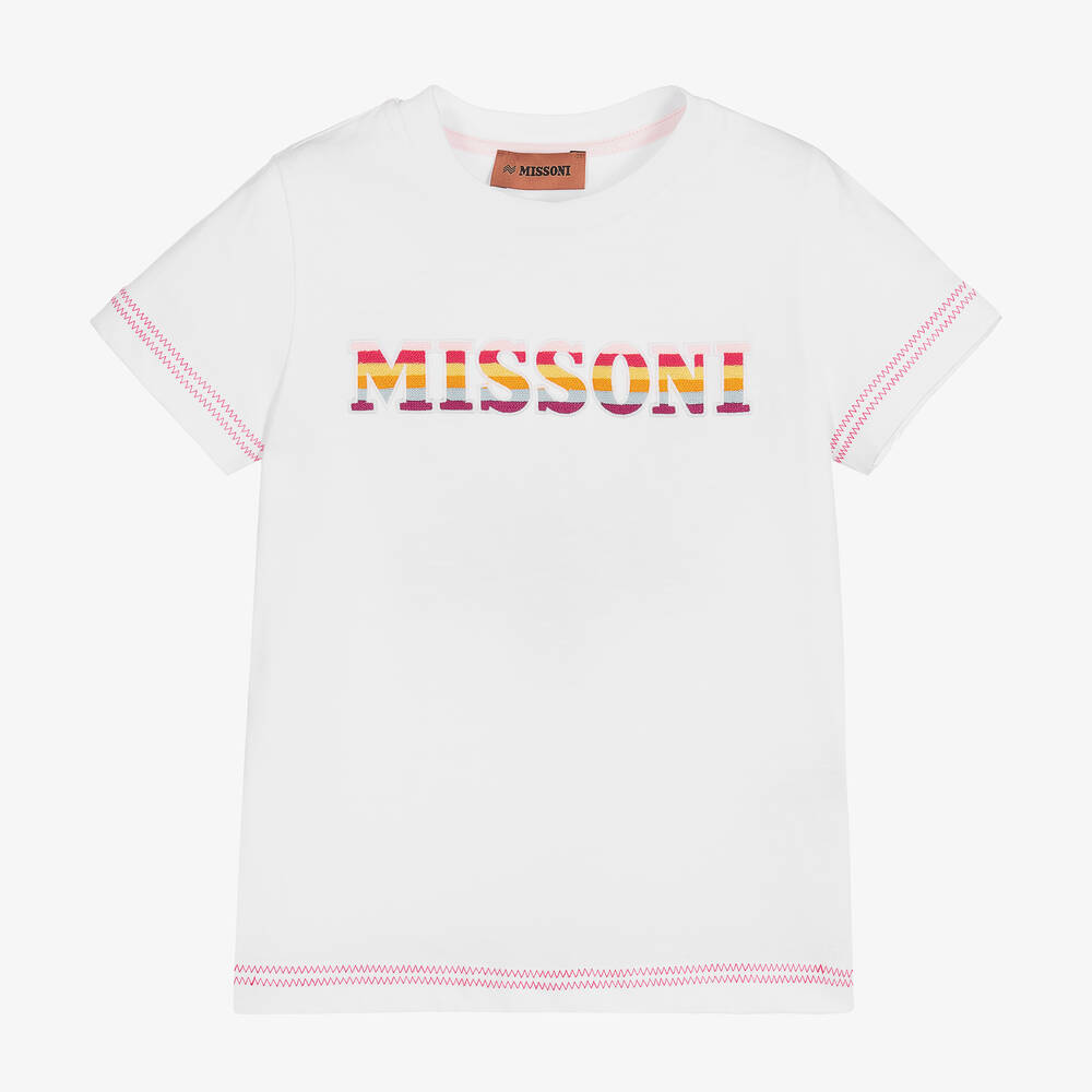Missoni - تيشيرت قطن عضوي لون أبيض للبنات | Childrensalon