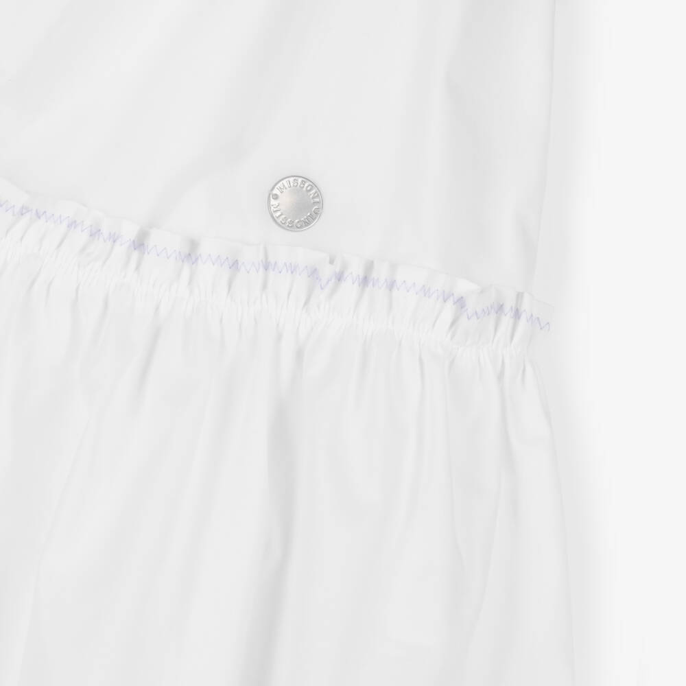 Missoni-Girls White Cotton Sleeveless Dress with Zigzag Ruffle | Childrensalon Outlet