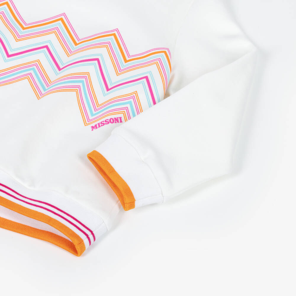 Missoni-Girls White Cotton Zigzag Pullover | Childrensalon Outlet