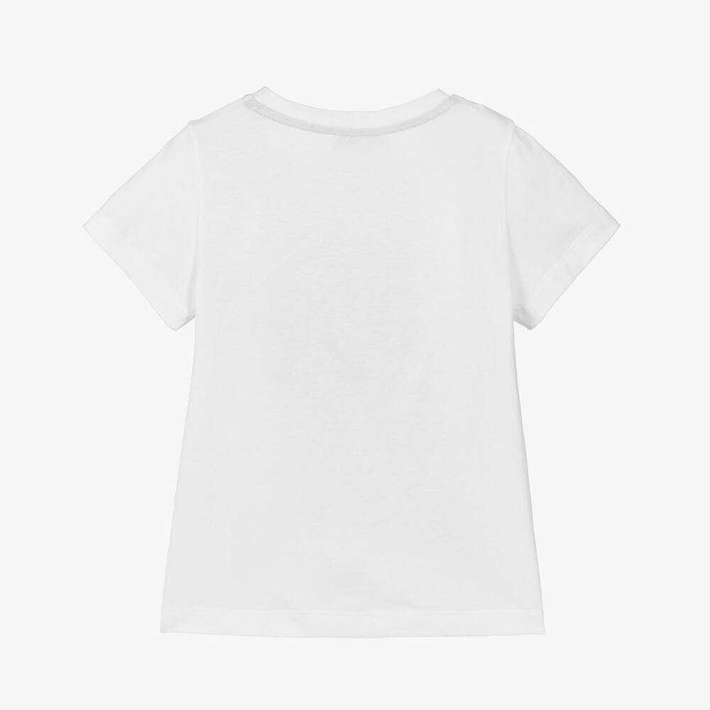 Missoni-Girls White Embroidered Logo Cotton T-Shirt | Childrensalon Outlet