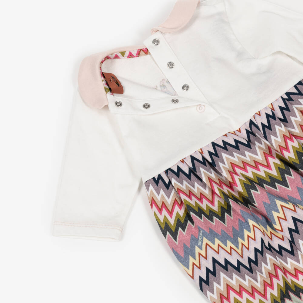 Missoni-Girls White & Pink Zigzag Cotton Babysuit Gift Set | Childrensalon Outlet
