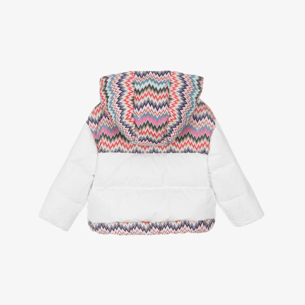Missoni-معطف مبطن وردي وأبيض بنمط متعرج للبنات | Childrensalon Outlet