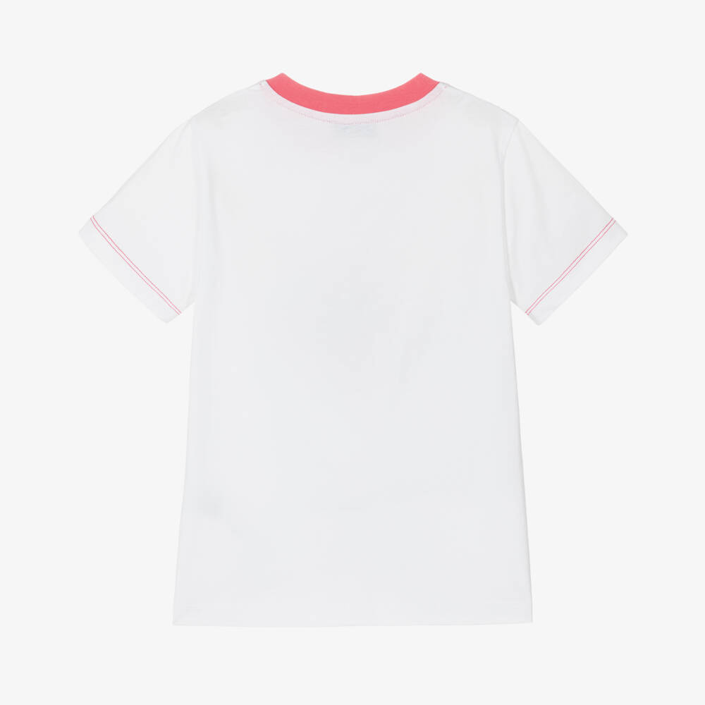 Missoni-Girls White Tee with Pink Trim | Childrensalon Outlet