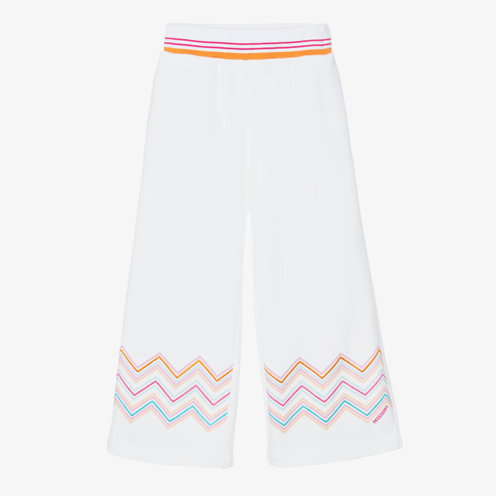 Missoni-بنطلون قطني أبيض بنقشة متعرجة للبنات | Childrensalon Outlet