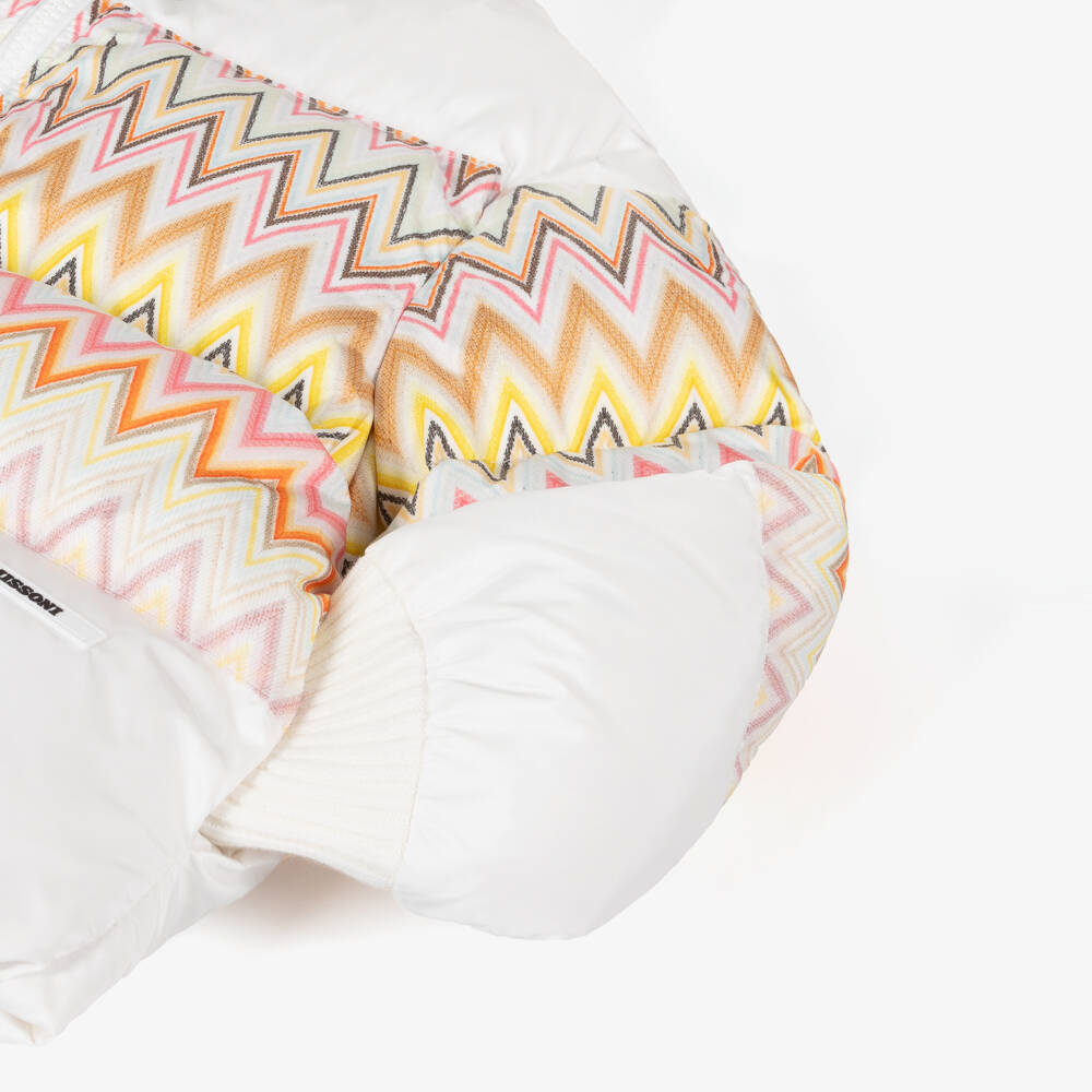Missoni-Girls White Zigzag Puffer Coat | Childrensalon Outlet