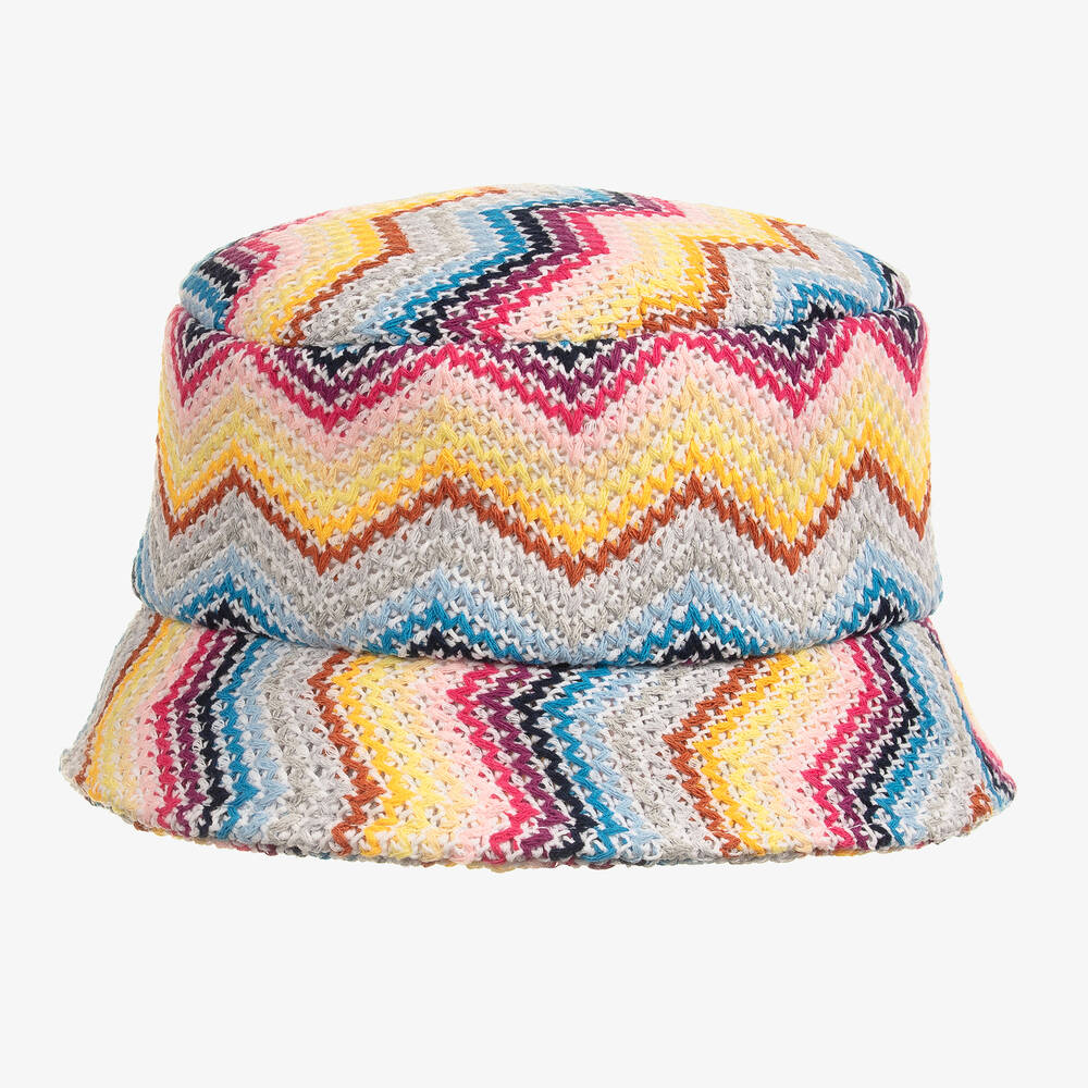 Missoni - Girls Yellow Cotton Knit Zigzag Hat | Childrensalon