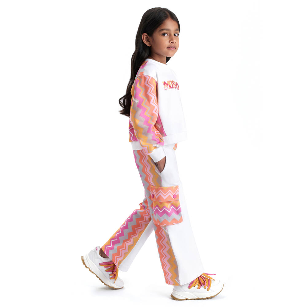 Missoni-Girls Zigzag Patterned White Trousers | Childrensalon Outlet