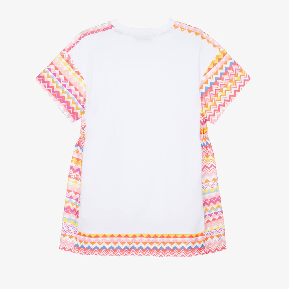 Missoni-Girls Zigzag Trim White Dress | Childrensalon Outlet
