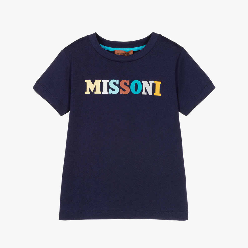 Missoni - T-shirt bleu marine en coton bio | Childrensalon