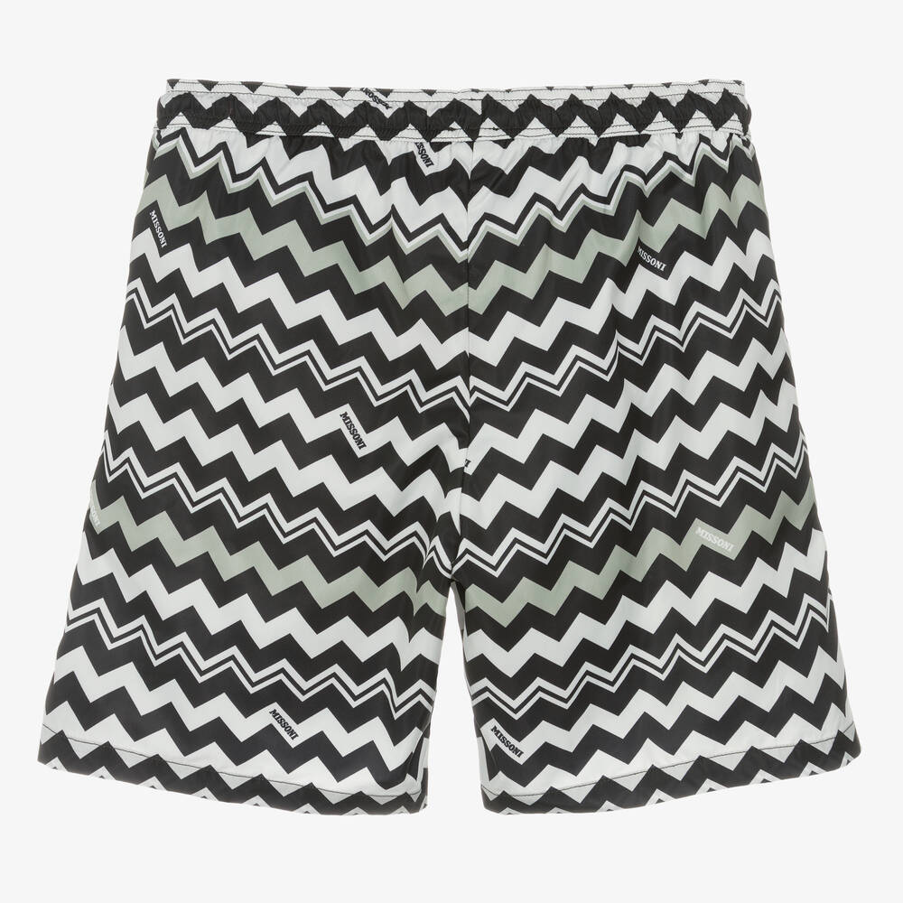 Missoni-Teen Boys Black & White Zigzag Swim Shorts | Childrensalon Outlet
