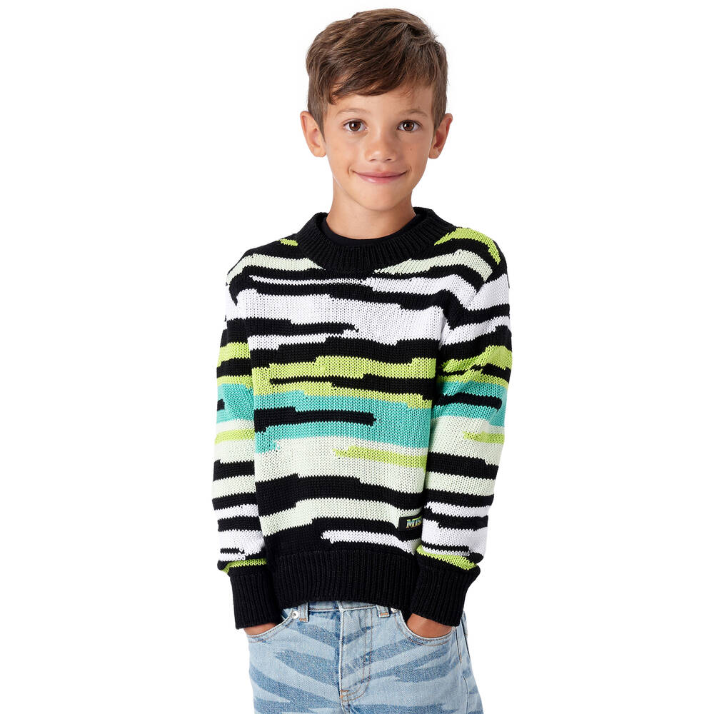 Missoni-Teen Boys Black Zigzag Cotton Sweater | Childrensalon Outlet