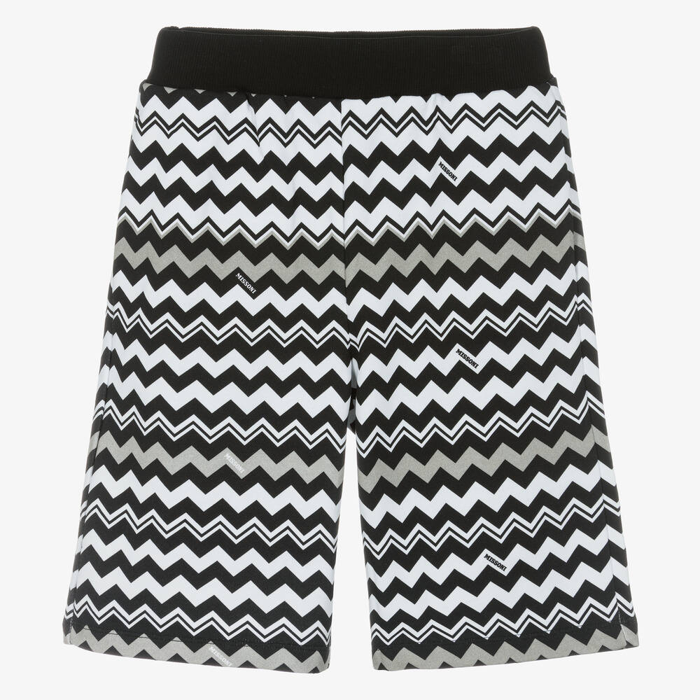 Missoni-Teen Boys Black Zigzag Organic Cotton Shorts | Childrensalon Outlet