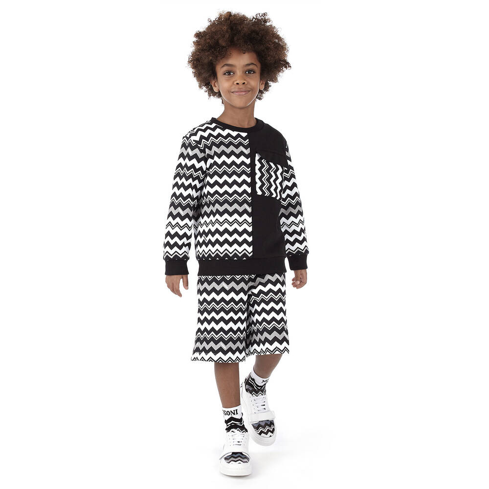 Missoni-Черный свитшот из органического хлопка с зигзагами | Childrensalon Outlet