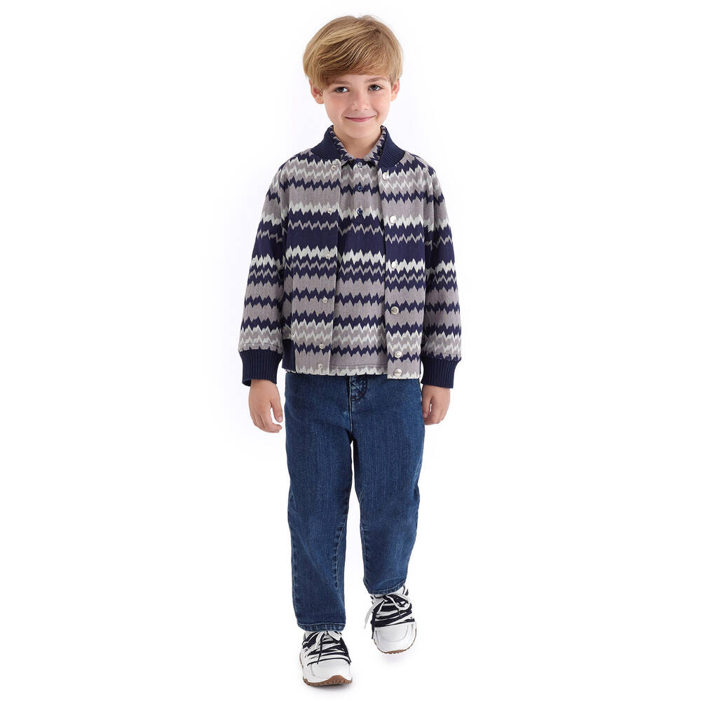 Missoni - Teen Boys Blue & Grey Zigzag Polo Shirt