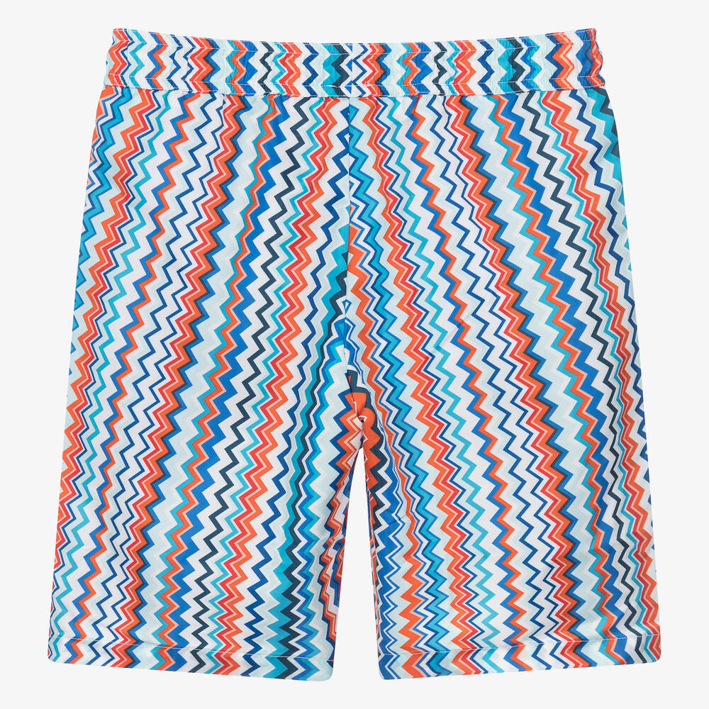 Missoni Teen Boys Blue Zigzag Swim Shorts
