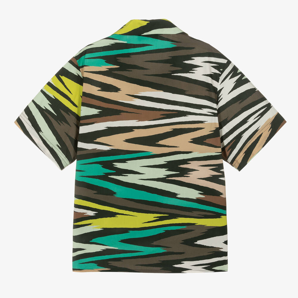 Missoni-قميص بطبعة زيغ زاغ قطن لون بني وأخضر | Childrensalon Outlet