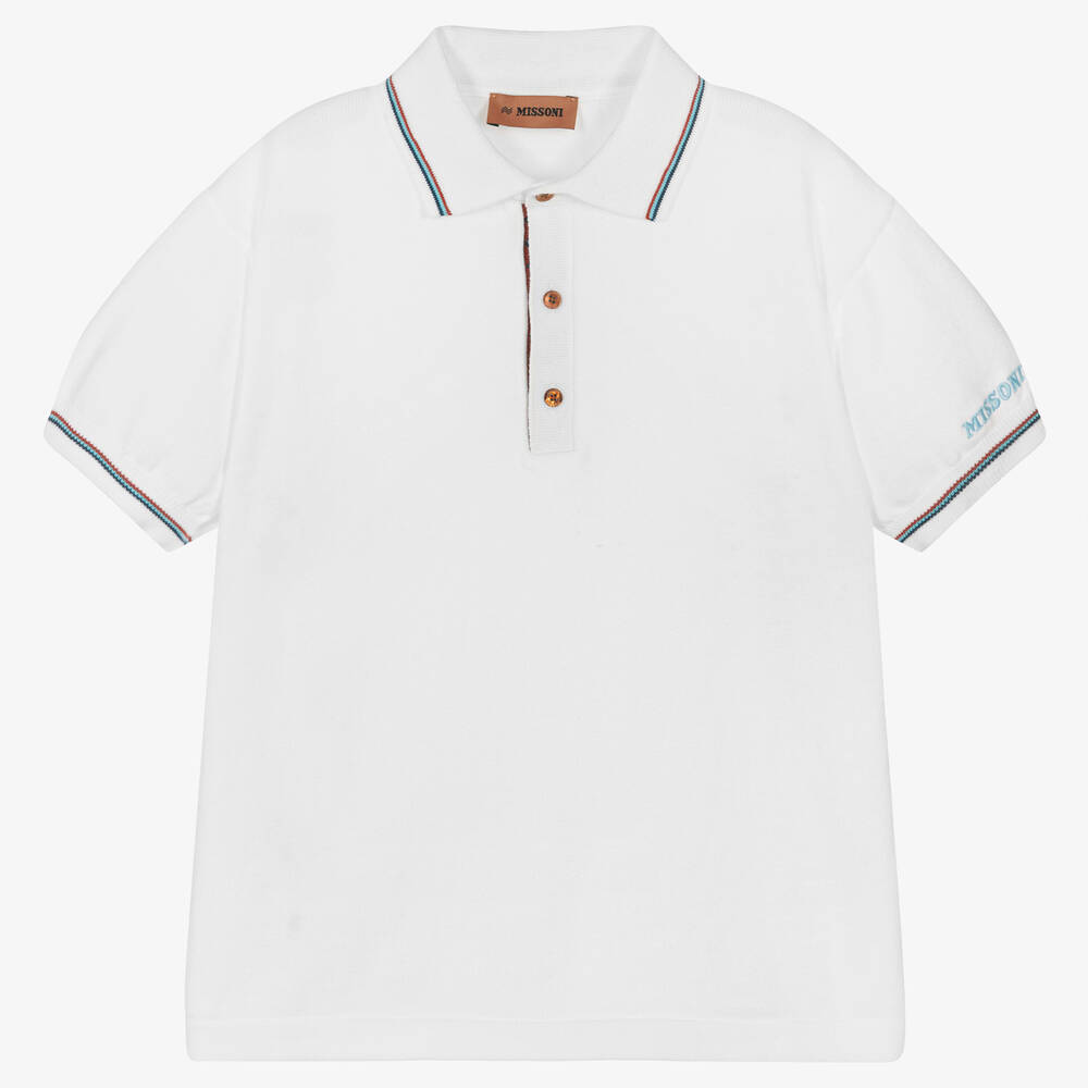 Missoni - Teen Boys White Logo Polo T-Shirt | Childrensalon