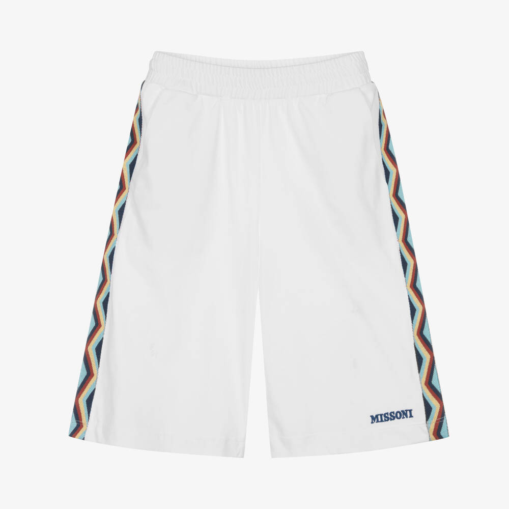 Missoni - Teen Boys White Zigzag Logo Shorts | Childrensalon
