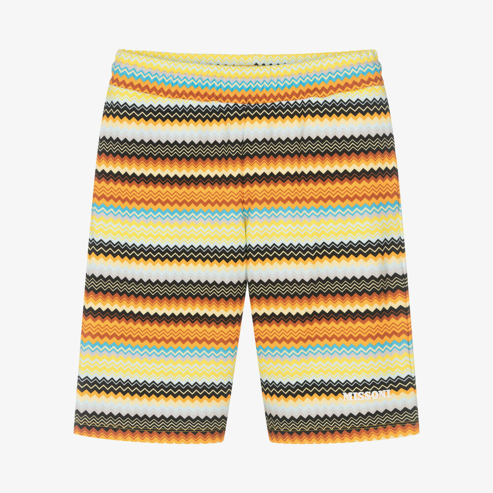 Missoni - Teen Boys Yellow Cotton Zigzag Shorts | Childrensalon